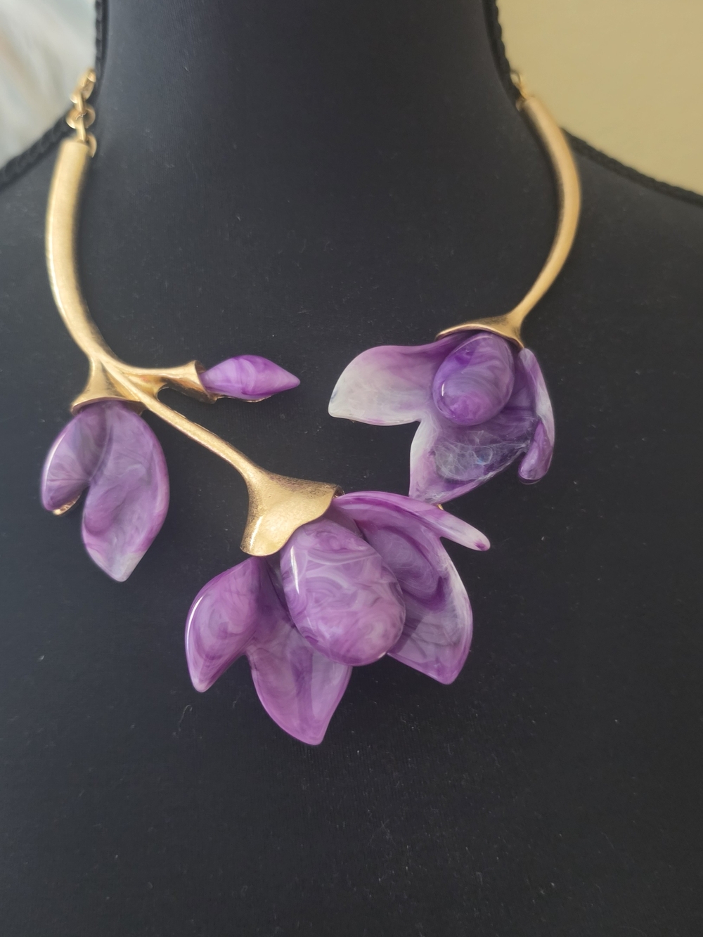 Purple Floral Statement Necklace